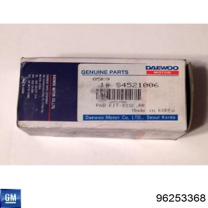 96253368 General Motors pastillas de freno traseras