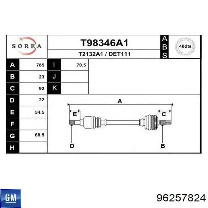  Árbol de transmisión delantero izquierdo para Chevrolet Spark (Matiz) M200, M250