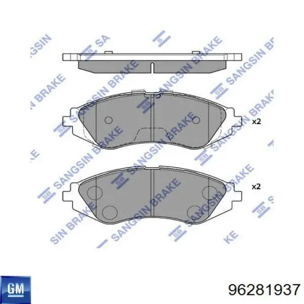 96281937 General Motors pastillas de freno delanteras