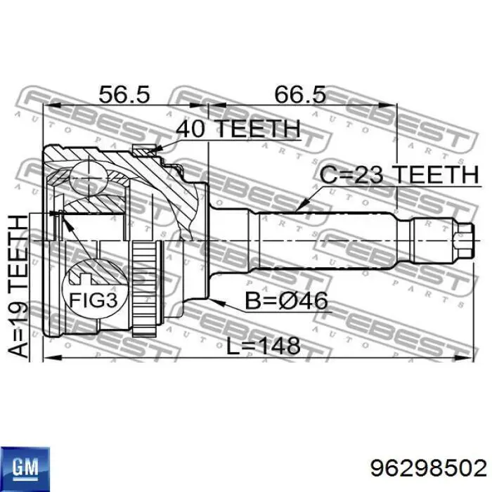 96298502 General Motors árbol de transmisión delantero derecho