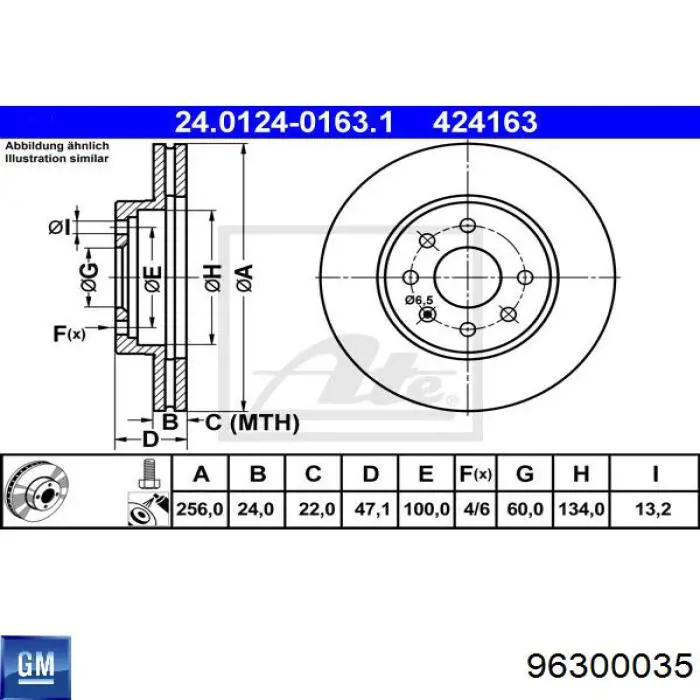 96300035 General Motors freno de disco delantero