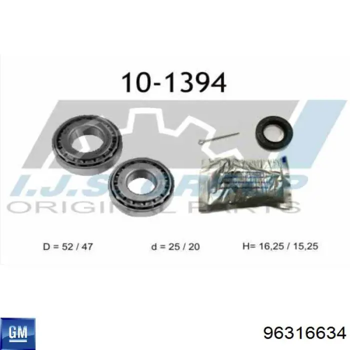 96316634 General Motors cojinete de rueda trasero exterior