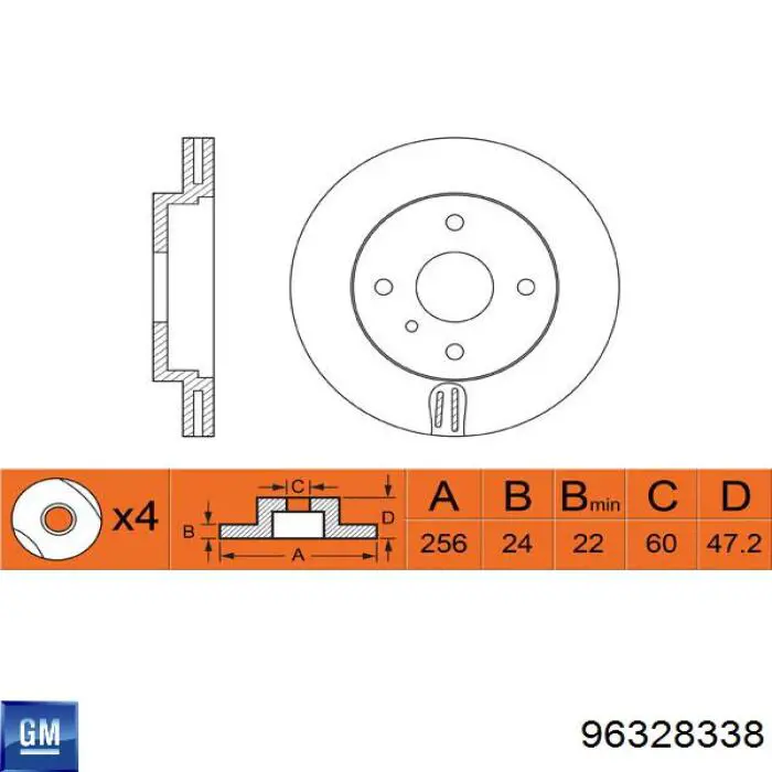 96328338 General Motors freno de disco delantero