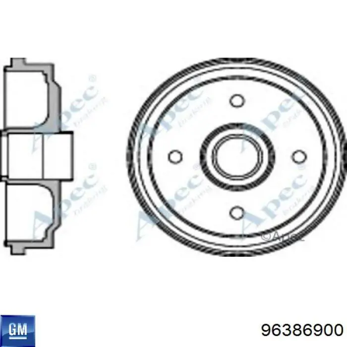 96386900 General Motors freno de tambor trasero