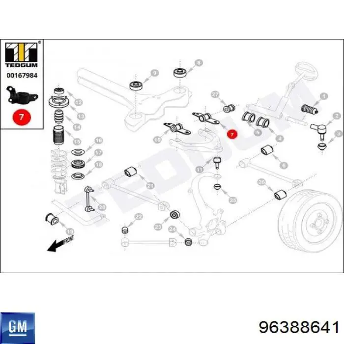 96388641 General Motors silentblock de suspensión delantero inferior