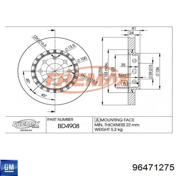  Freno de disco delantero para Chevrolet Aveo 