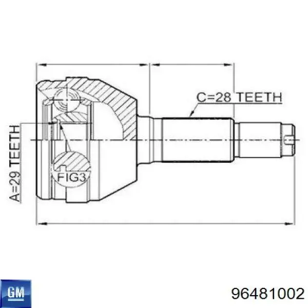 96481002 General Motors junta homocinética exterior delantera