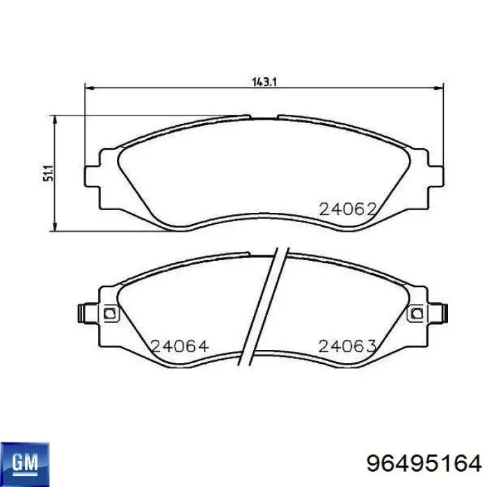 96495164 General Motors pastillas de freno delanteras