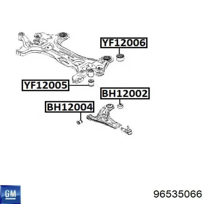 96535066 General Motors bloqueo silencioso (almohada De La Viga Delantera (Bastidor Auxiliar))