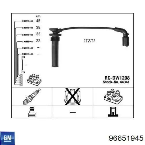 96651945 General Motors juego de cables de encendido