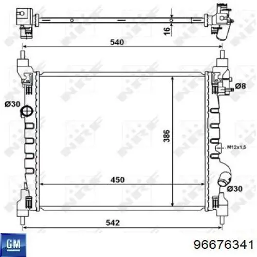 96676341 General Motors radiador refrigeración del motor