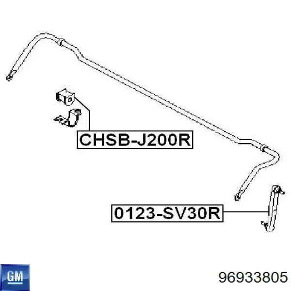 96933805 General Motors casquillo de barra estabilizadora trasera