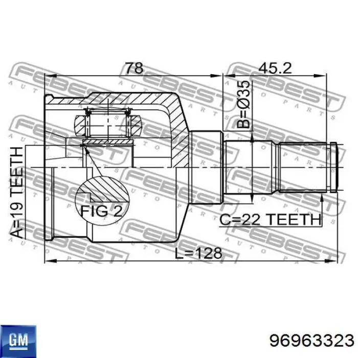 96963323 General Motors árbol de transmisión delantero izquierdo