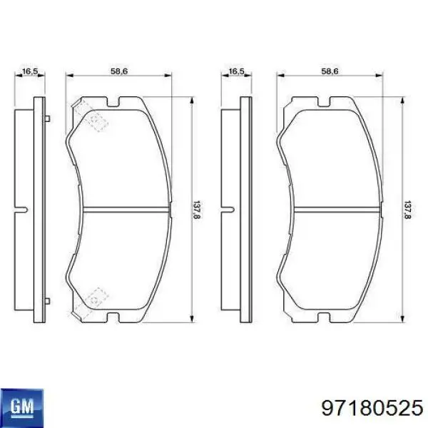 97180525 General Motors pastillas de freno delanteras