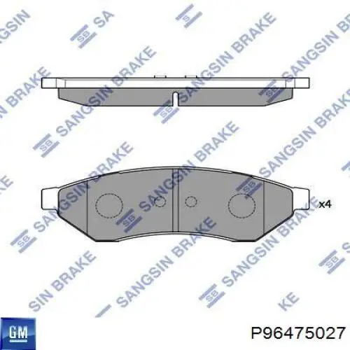 P96475027 General Motors pastillas de freno delanteras