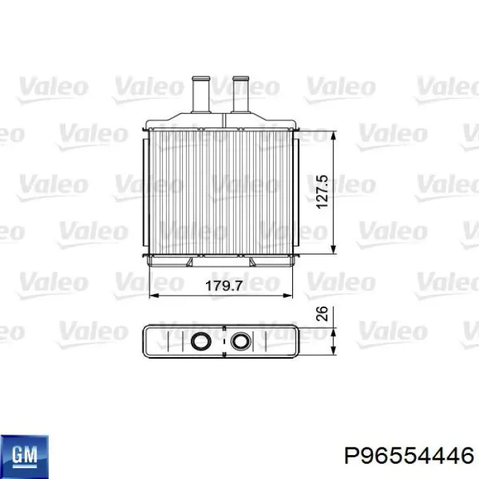 P96554446 General Motors radiador de calefacción