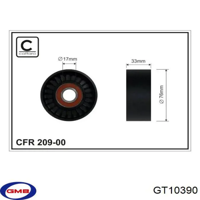 GT10390 GMB rodillo, correa trapecial poli v