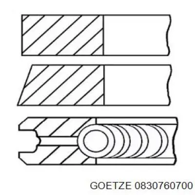 08-307607-00 Goetze juego de aros de pistón para 1 cilindro, cota de reparación +0,50 mm