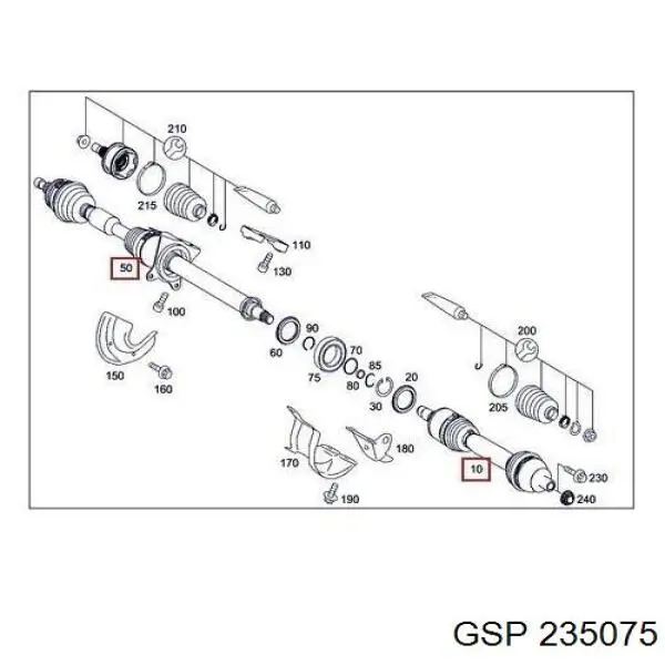 30-1391 Trakmotive/Surtrack árbol de transmisión delantero derecho