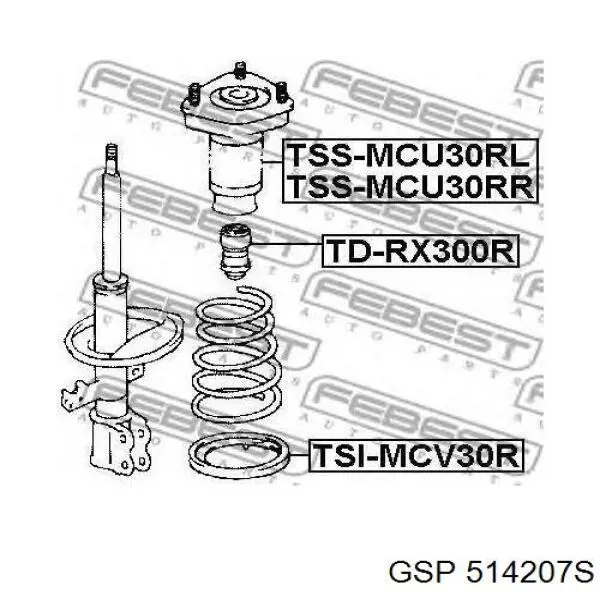  Soporte amortiguador trasero izquierdo para Lexus RX U3_