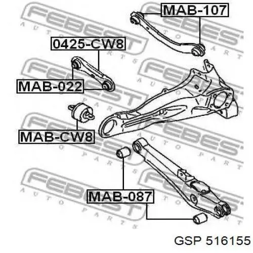 516155 GSP bloque silencioso trasero brazo trasero delantero