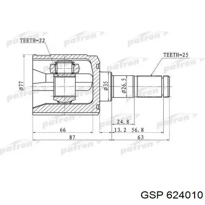 624010 GSP junta homocinética interior delantera