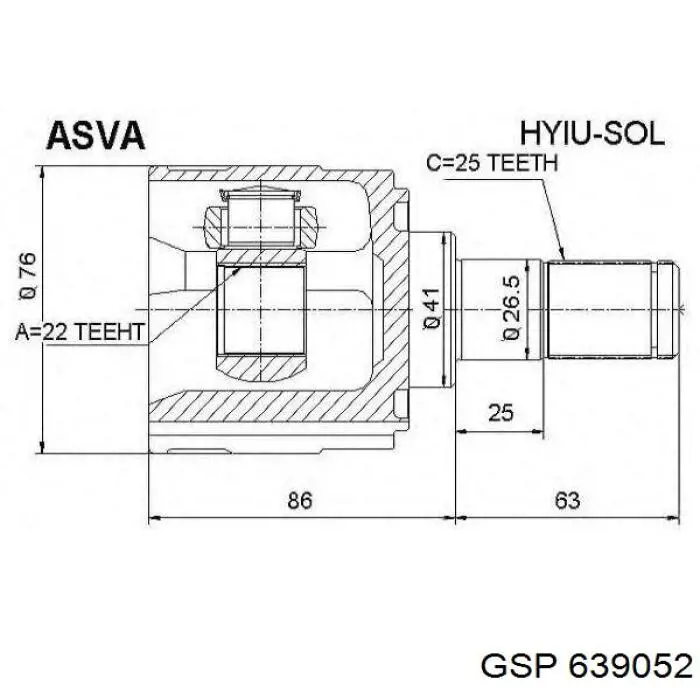  Junta homocinética interior delantera izquierda para Hyundai SOLARIS SBR11