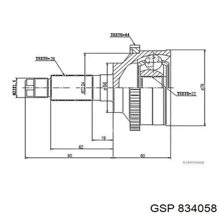 834058 GSP junta homocinética exterior delantera