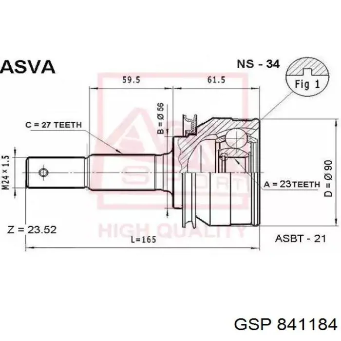 841184 GSP junta homocinética exterior delantera