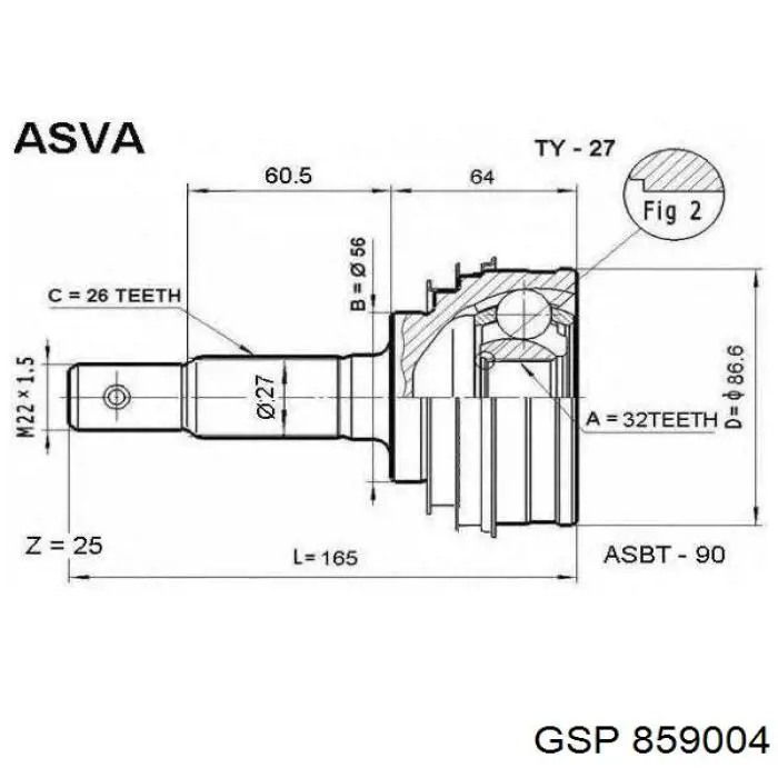 859004 GSP junta homocinética exterior delantera