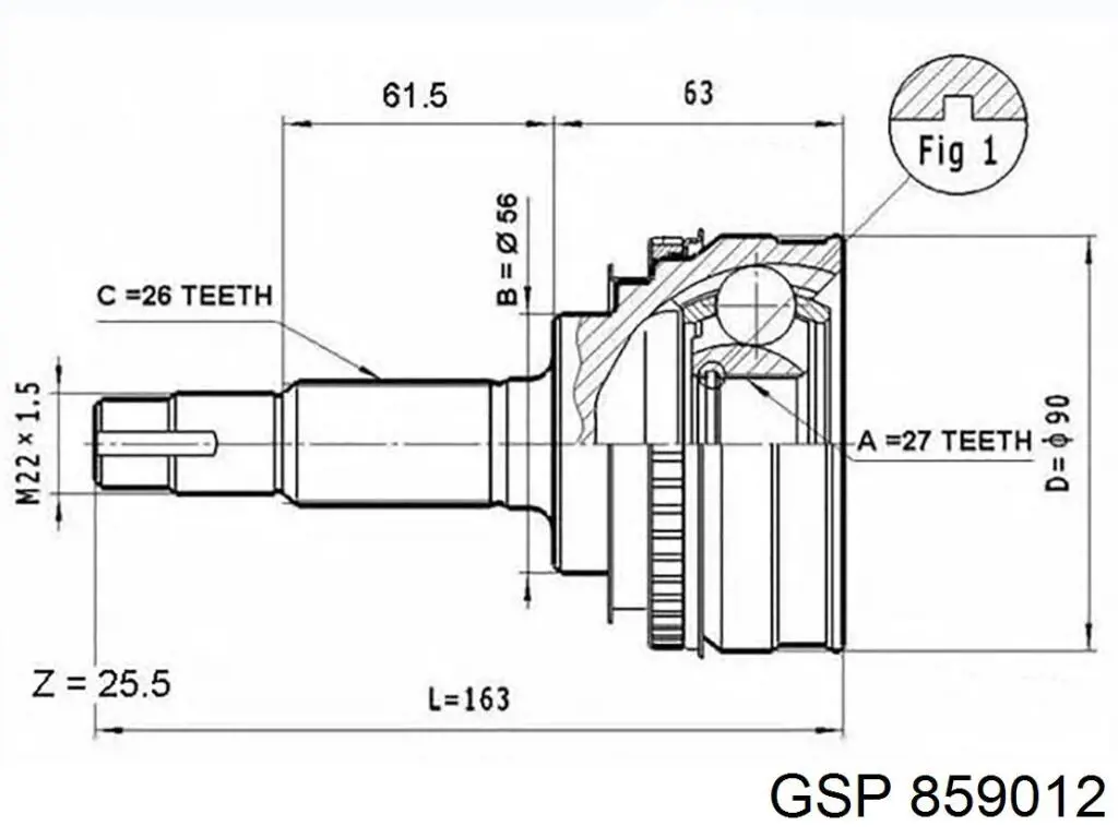 859012 GSP junta homocinética exterior delantera