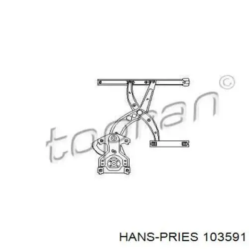 103 591 Hans Pries (Topran) mecanismo de elevalunas, puerta delantera derecha