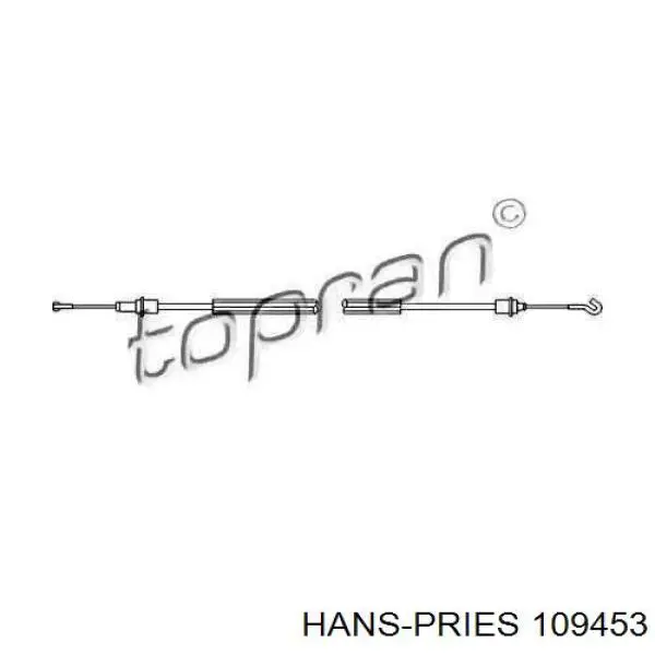 109453 Hans Pries (Topran) cable de accionamiento, desbloqueo de puerta delantera derecha