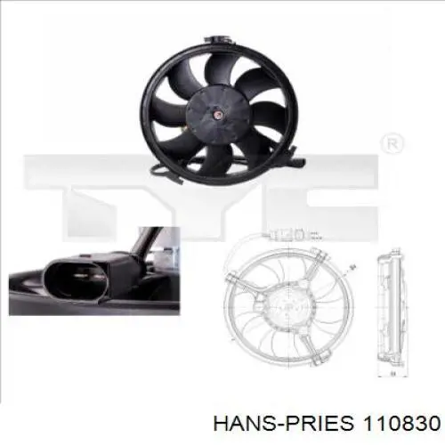 110830 Hans Pries (Topran) ventilador (rodete +motor refrigeración del motor con electromotor completo)