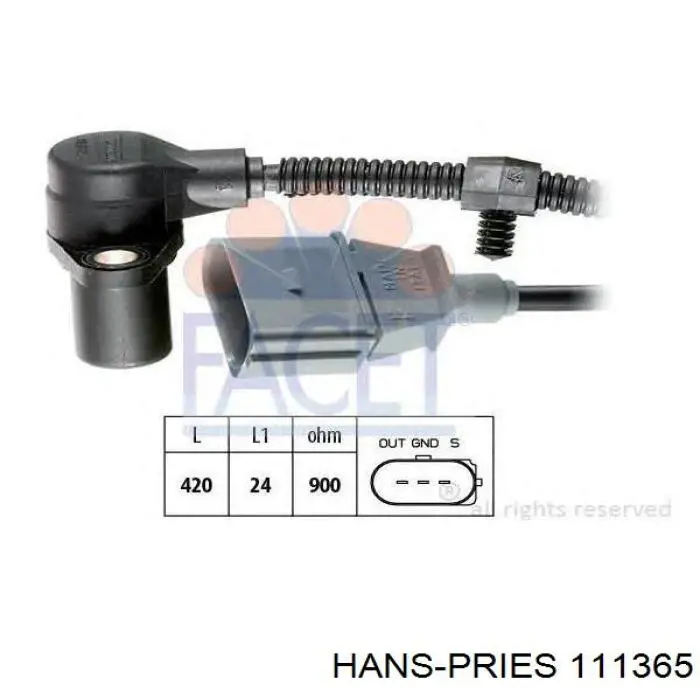 111 365 Hans Pries (Topran) sensor de posición del cigüeñal