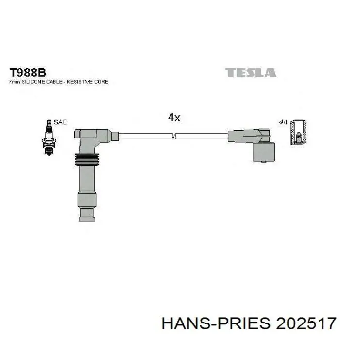 202517 Hans Pries (Topran) juego de cables de encendido