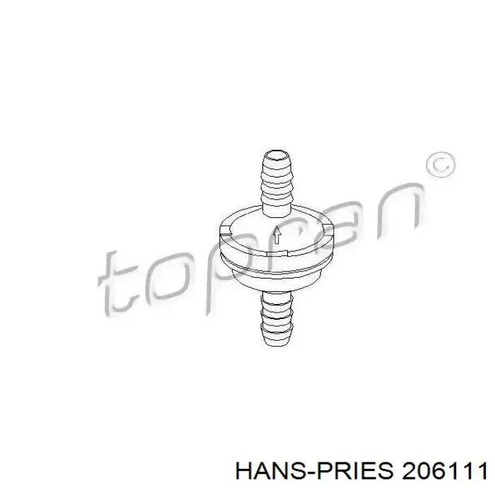 206111 Hans Pries (Topran) válvula de vacío de booster