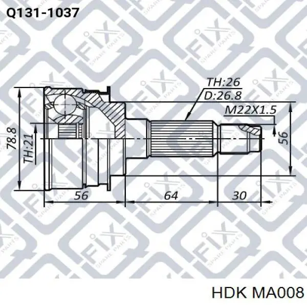 MA008 HDK junta homocinética exterior delantera