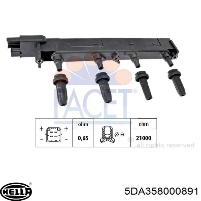 5DA 358 000-891 HELLA bobina de encendido