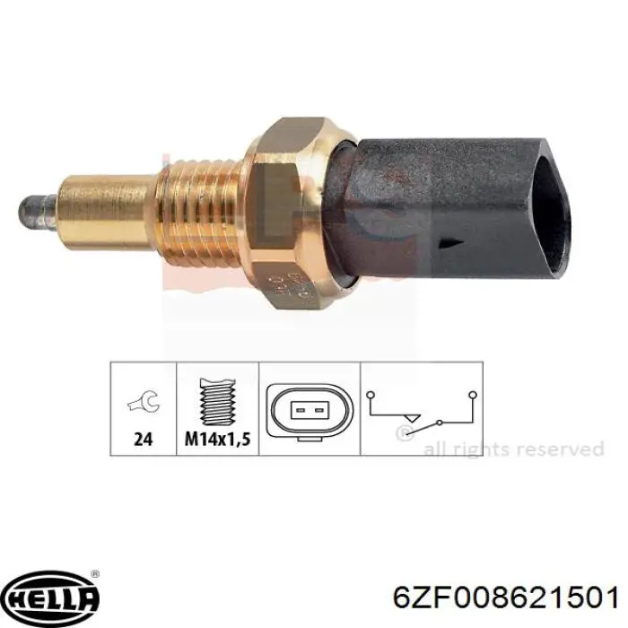 6ZF 008 621-501 HELLA interruptor, piloto de marcha atrás