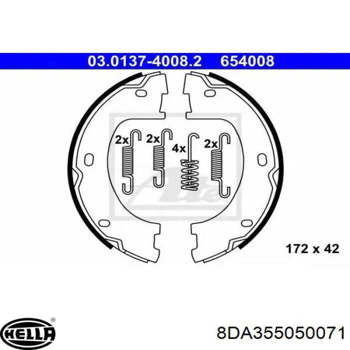 8DA 355 050-071 HELLA juego de zapatas de frenos, freno de estacionamiento