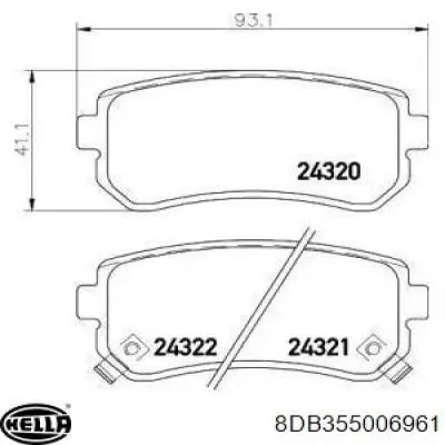 8DB 355 006-961 HELLA pastillas de freno traseras