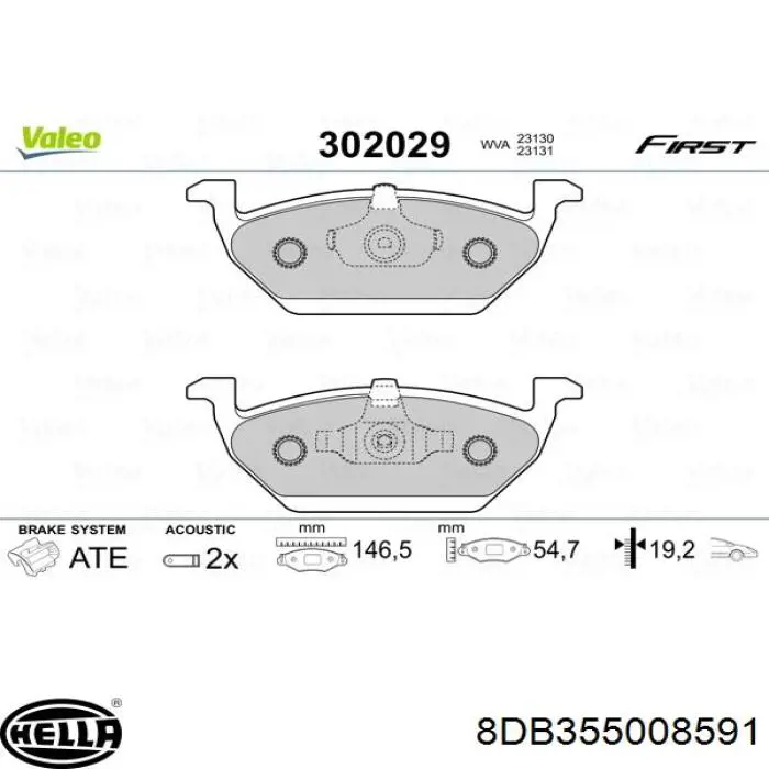 8DB 355 008-591 HELLA pastillas de freno delanteras