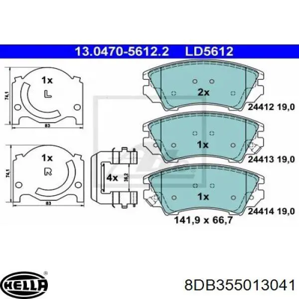 8DB 355 013-041 HELLA pastillas de freno delanteras