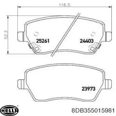 8DB355015-981 HELLA pastillas de freno delanteras