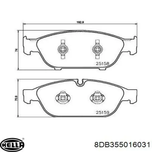 8DB355016031 HELLA pastillas de freno delanteras