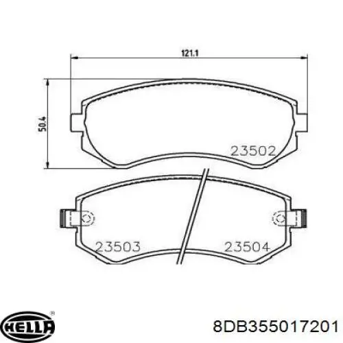 8DB355017-201 HELLA pastillas de freno delanteras