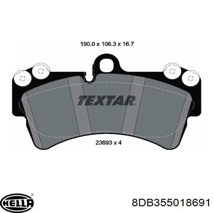 8DB355018691 HELLA pastillas de freno delanteras