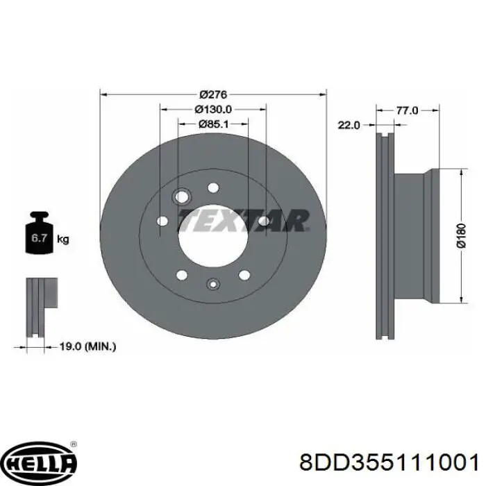 8DD355111001 HELLA freno de disco delantero