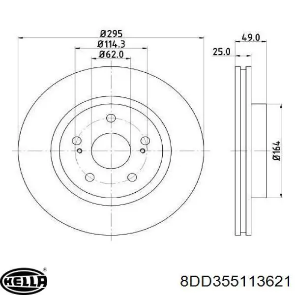 8DD 355 113-621 HELLA freno de disco delantero